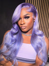Lavender Hair Loose Body Wave 13x4 Lace Front Wig Pre Bleached Colored Human Hair Wigs