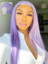 Lavender Hair Loose Body Wave 13x4 Lace Front Wig Pre Bleached Colored Human Hair Wigs