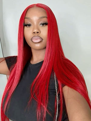 Red Wig Dyed From 613 Blonde Hair 13x4 HD Lace Front Human Hair Wigs 180% Density - KissLove Hair