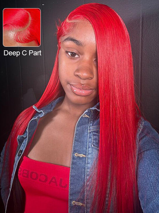 Red Wig Straight Hair Dyed From 613 Blonde Hair 13x4 Lace Front Human Hair Wigs