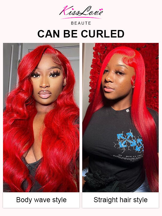 Red Wig Straight Hair Dyed From 613 Blonde Hair 13x4 Lace Front Human Hair Wigs