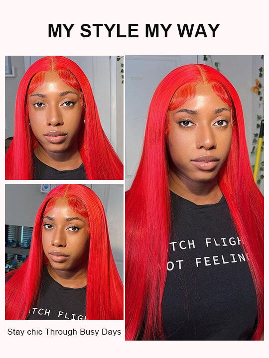 Red Wig Straight Hair Dyed From 613 Blonde Hair 13x4 Lace Front Human Hair Wigs
