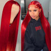 Red Wig Dyed From 613 Blonde Hair 13x4 HD Lace Front Human Hair Wigs 180% Density - KissLove Hair