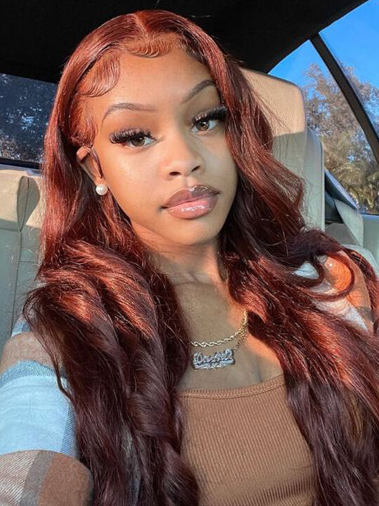 [Flash Deal]  #33 Reddish Brown Hair Dark Red Brown 5x5 Pre-cut Lace/13x4 Glueless Lace Wigs - KissLove Hair