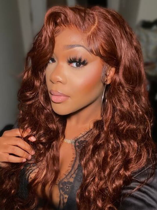 [Flash Deal]  #33 Reddish Brown Hair Dark Red Brown 5x5 Pre-cut Lace/13x4 Glueless Lace Wigs - KissLove Hair