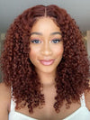Pre Cut Reddish Brown Curly Hair 5x5 13x4 Lace Front Wig Red Brown Color Human Hair Wigs