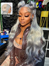 Kisslove Silver Grey 3D Body Wave Pre-Everything 360 Lace Frontal Wig With Invisi-Drawstring Cap