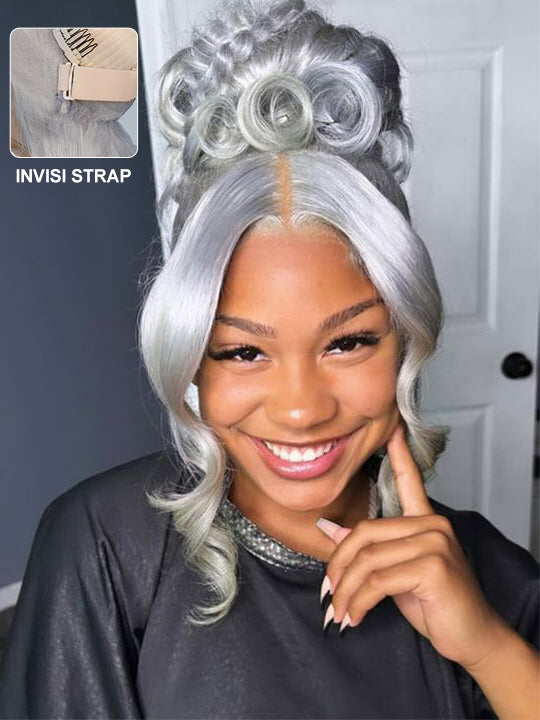 Kisslove Silver Grey 3D Body Wave Pre-Everything 360 Lace Frontal Wig With Invisi-Drawstring Cap - Kisslove Hair