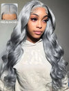 Kisslove Silver Grey 3D Body Wave Pre-Everything 360 Lace Frontal Wig With Invisi-Drawstring Cap