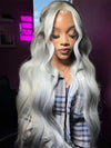 Kisslove Silver Grey 3D Body Wave Pre-Everything 360 Lace Frontal Wig With Invisi-Drawstring Cap