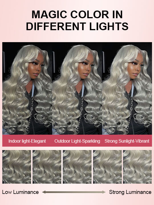 Silver Color 3D Body Wave 13x4 Lace Frontal Wig Pre Bleached Barbie Hair Style Human Hair Wigs