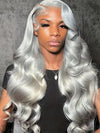 Kisslove Silver Grey 3D Body Wave Pre-Everything 360 Lace Frontal Wig With Invisi-Drawstring Cap