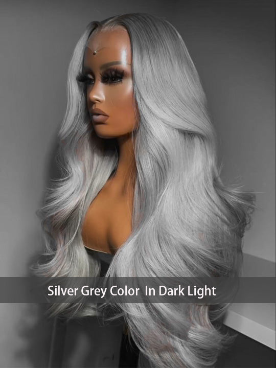Silver Color 3D Body Wave 13x4 Lace Frontal Wig Pre Bleached Barbie Hair Style Human Hair Wigs