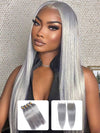 Silver Grey Bundles With 5x5 13x4 Lace Frontal Closure Straight Human Hair