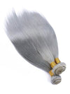 Silver Grey Bundles With 5x5 13x4 Lace Frontal Closure Straight Human Hair
