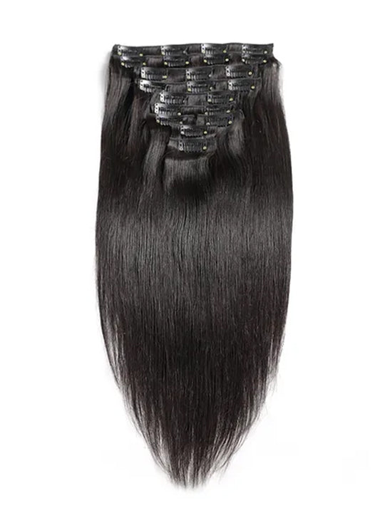 Straight Clip In Human Hair Extensions Full Head 120g/set Clip on Hair Extension for Women - KissLove Hair