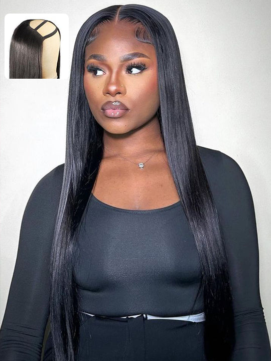 Straight Hair U Part Wig Glueless 10A Brazilian Virgin Human Hair Wigs - KissLove Hair