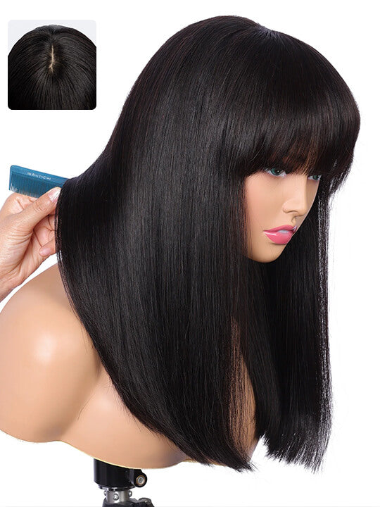 Kisslove Short Clip In Air Bang Natural Black Human Hair Bang Extension For Women