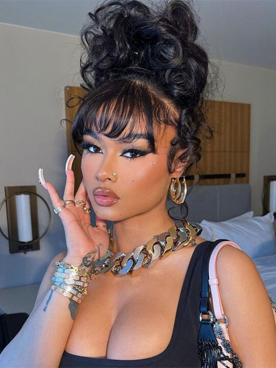 Kisslove Short Clip In Air Bang Natural Black Human Hair Bang Extension For Women