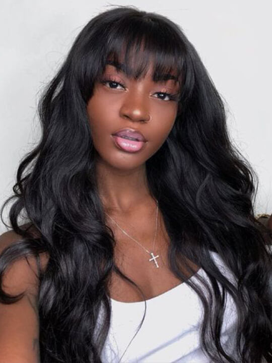 Kisslove Short Clip In Air Bang Natural Black Human Hair Bang Extension For Women