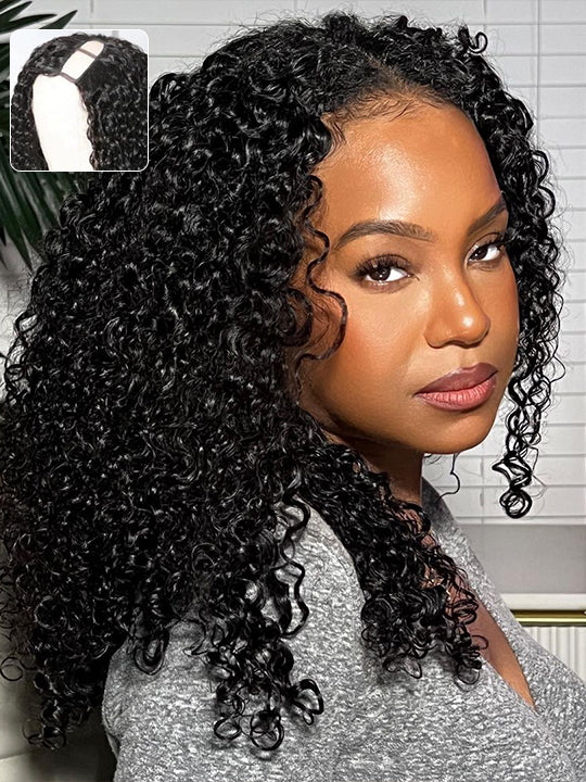 Cheap U Part Wig Glueless 14A Virgin Human Hair Wigs For Black Women - KissLove Hair