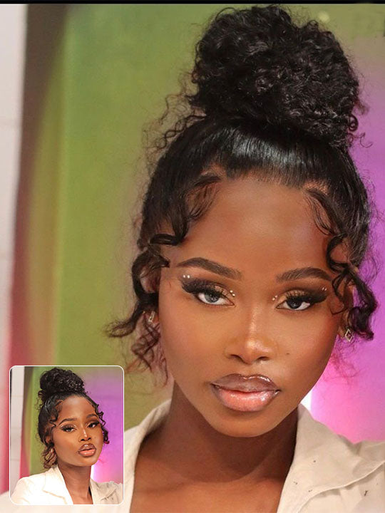 KissloveHair Kinky Curly Snug Fit 360 Lace Wig Kinky Edge Glueless Wig with Invisi Drawstring - KissLove Hair