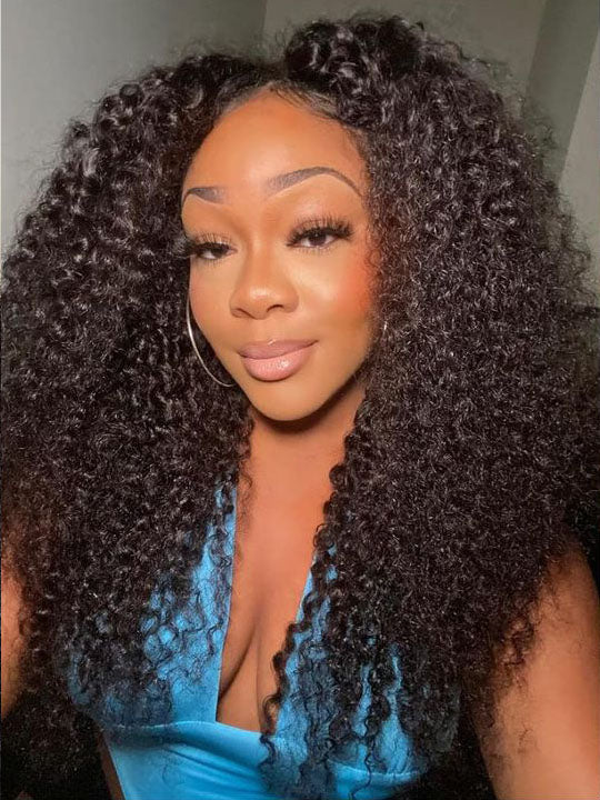 [Flash Deal] 4C Kinky Edges Invi-Drawstring Snug Fit 360 Lace Frontal Wig Natural Hairline Hat Wig