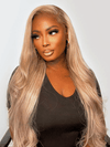 Light Flaxen Brown With Blonde Highlights 3D Body Wave 13x4 Lace Front Human Hair Wigs - KissLove Hair