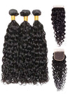 Water Wave 3 Bundles With 4*4 Lace Closure 10A Brazilian Human Hair Weave - KissLove Hair