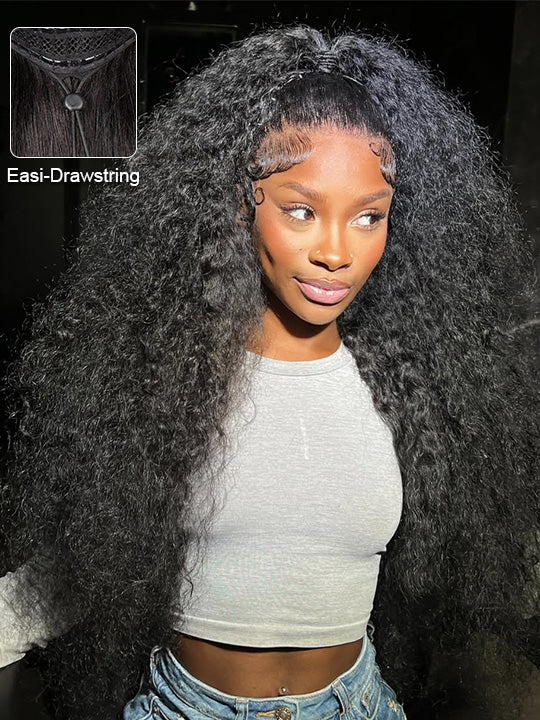 Water Wave Easi-Drawstring Wig Brazilian Virgin Human Hair 4x4 13x4 Lace Front Wigs - KissLove Hair