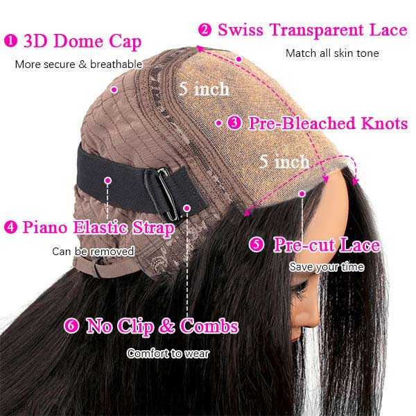 [Wear & Go] Bob Wig Pre-Cut Lace Wigs Bleached Knots With Elastic Band