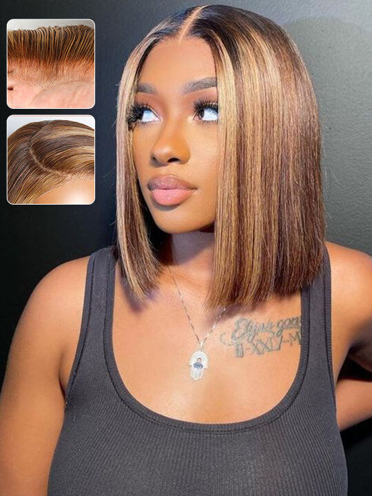 Wear & Go Highlights Bob Wig 4x4 5x5 4x6 13x4 Lace Wigs Straight Human Hair