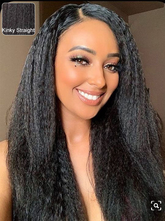 [Wear &amp; Go] Perruque sans colle Yaki Pre-Everything Kinky Straight 4x4/6x4.5/10x6 Lace Front Wigs