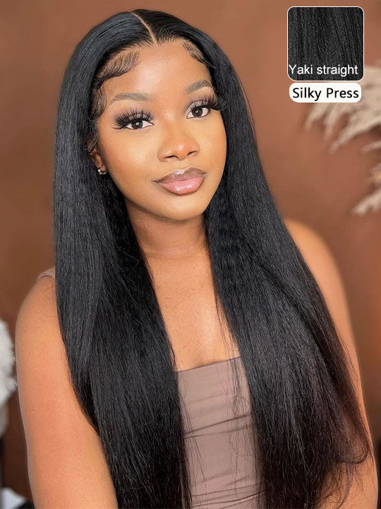 [Wear &amp; Go] Perruque sans colle Yaki Pre-Everything Kinky Straight 4x4/6x4.5/10x6 Lace Front Wigs