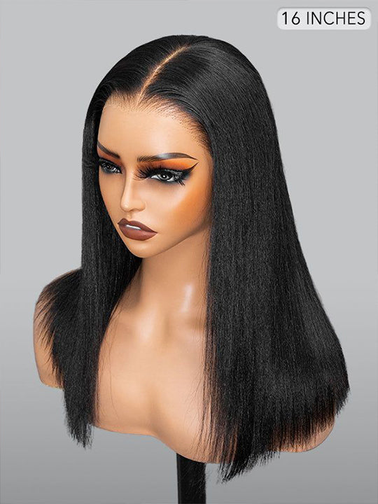 [Wear &amp; Go] Perruque sans colle Yaki Pre-Everything Kinky Straight 4x4/6x4.5/10x6 Lace Front Wigs