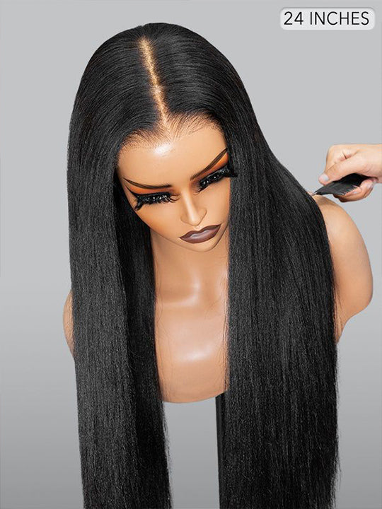 [Wear &amp; Go] Perruque sans colle Yaki Pre-Everything Kinky Straight 4x4/6x4.5/10x6 Lace Front Wigs