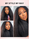 [Wear & Go] Yaki Straight/Kinky Straight Hair Bye Bye Knots Put on and Go Glueless 6x4.5/10x6 Parting Max Lace Wigs - Kisslove Hair