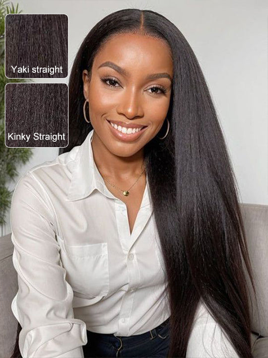[Wear &amp; Go] Perruque sans colle Yaki Pre-Everything Kinky Straight 4x4/6x4.5/10x6 Lace Front Wigs