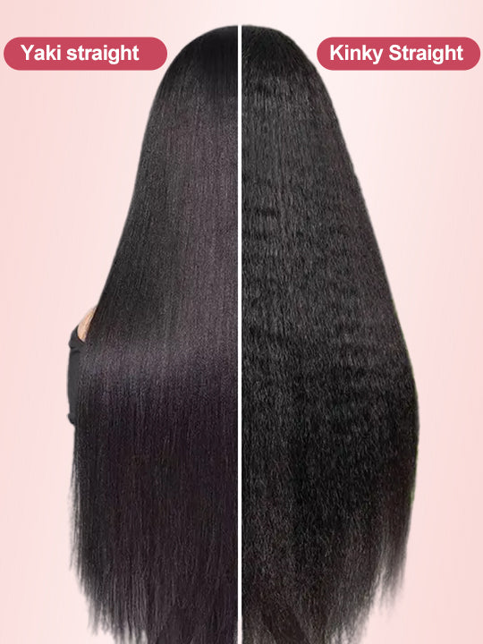 [Wear &amp; Go] Perruque sans colle Yaki Pre-Everything Kinky Straight 4x4/6x4.5/10x6 Lace Front Wigs