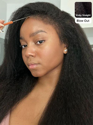 [Wear & Go] Yaki Straight/Kinky Straight Hair Bye Bye Knots Put on and Go Glueless 6x4.5/10x6 Parting Max Lace Wigs - Kisslove Hair