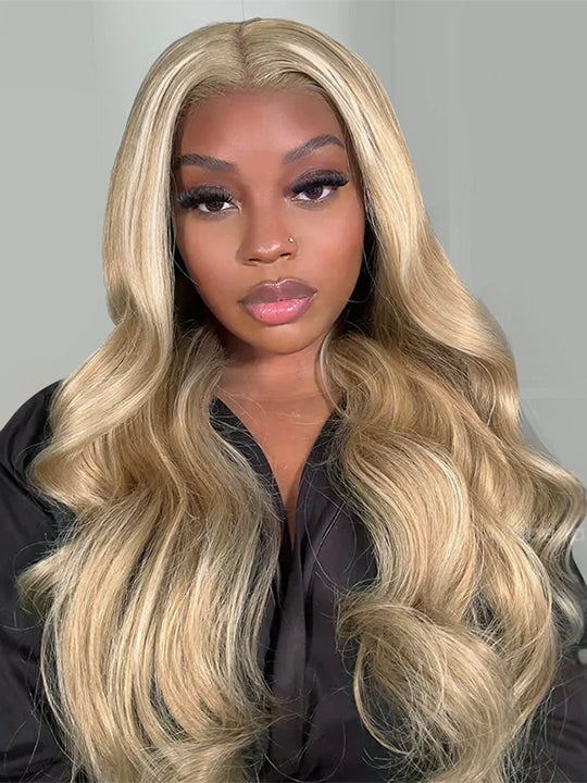 [18"=$139] Blonde Balayage on Brown Hair 5x5/13x6 Lace Frontal Wig Fast Overnight Shipping