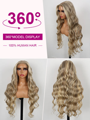 Kisslove Hair Blonde Balayage On Brown Hair 3D Body Wave 13x6 Lace Front Human Hair Wigs - KissLove Hair