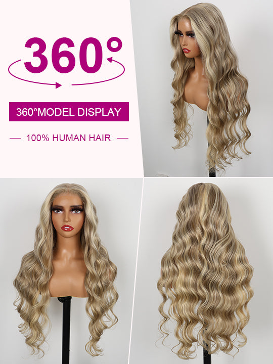 [18"=$139] Blonde Balayage on Brown Hair 5x5/13x6 Lace Frontal Wig Fast Overnight Shipping
