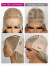Blonde Bob Wig Glueless HD Transparent Lace Short Bob Wigs with Milktea Brown Balayage Highlights