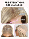 Blonde Bob Wig Glueless HD Transparent Lace Short Bob Wigs with Milktea Brown Balayage Highlights