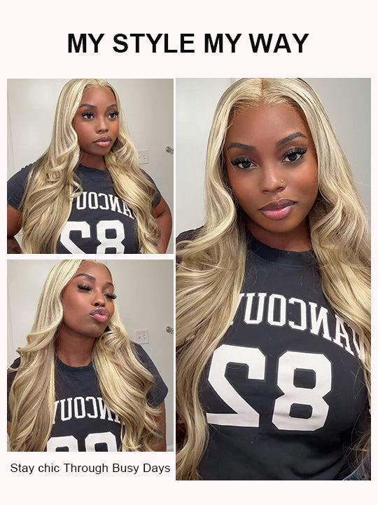 [18"=$139] Blonde Balayage on Brown Hair 5x5/13x6 Lace Frontal Wig Fast Overnight Shipping