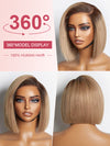 [Wear & Go] Ash Blonde with Dark Root Straight Bob Wig 13x4 Transparnt Lace Glueless Wig