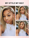 [Wear & Go] Ash Blonde with Dark Root Straight Bob Wig 13x4 Transparnt Lace Glueless Wig