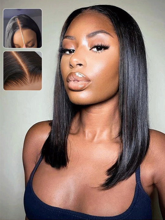 [Clearance] Pre Cut Glueless Bob Lace Wig Wear & Go Wig 4x4 Lace Closure Bob Wigs