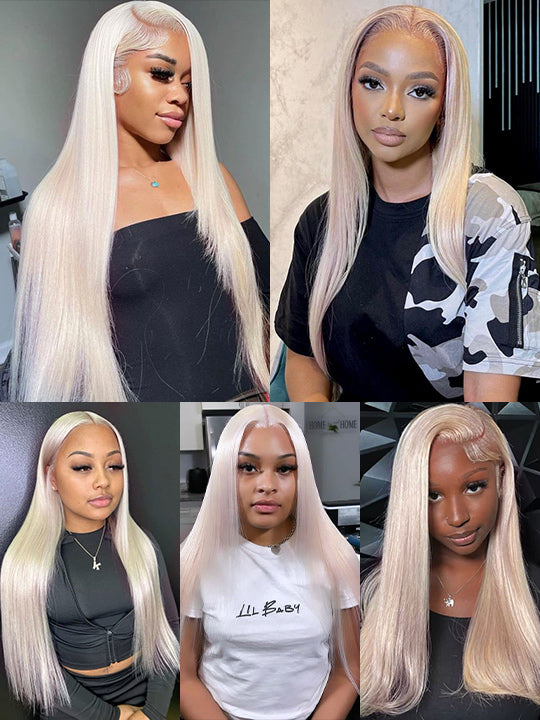 White Human Hair Wig 13x4 13x6 Transparent HD Lace Wigs Platinum Blonde Wig 